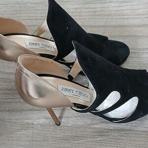 Jimmy Choo Elegant Black and Gold Heels